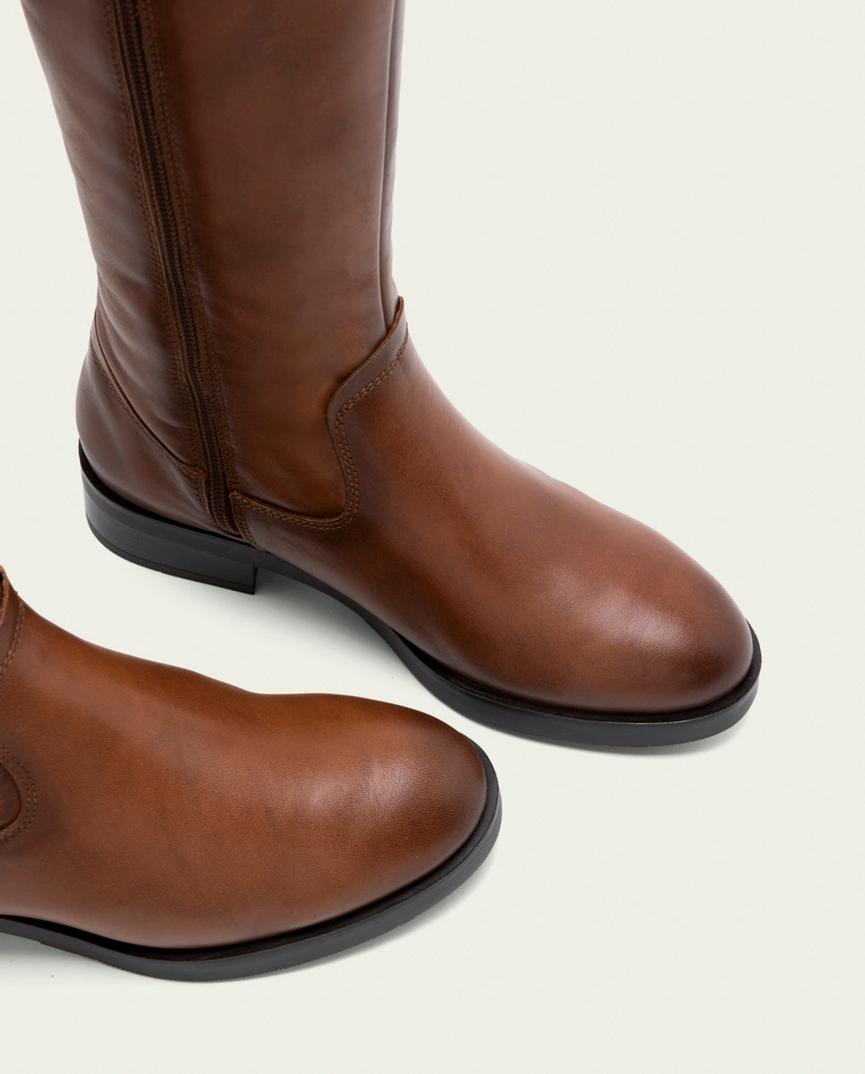 BOTTES HAUTES EN CUIR CUIR AVEC FERMETURE ÉCLAIR JANA