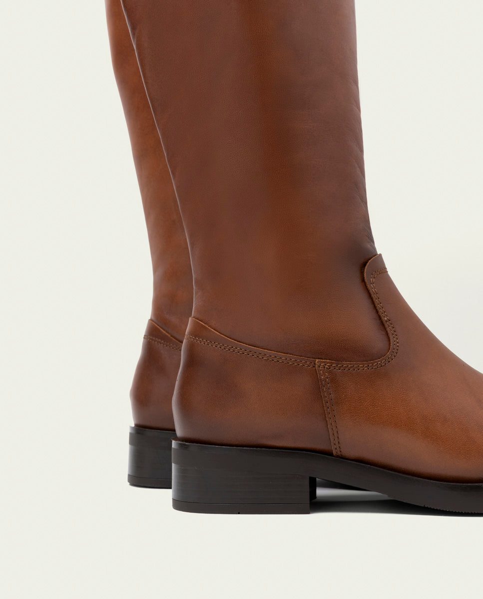 BOTTES HAUTES EN CUIR CUIR AVEC FERMETURE ÉCLAIR JANA