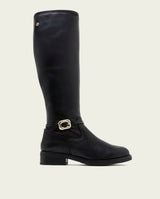BOTTES HAUTES EN CUIR AVEC FERMETURE ÉCLAIR JARA NOIR