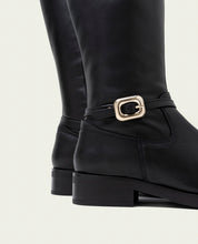 BOTTES HAUTES EN CUIR AVEC FERMETURE ÉCLAIR JARA NOIR