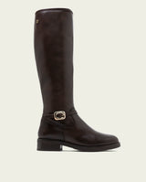 BOTTES HAUTES EN CUIR AVEC FERMETURE ÉCLAIR JARA MOKA