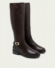 BOTTES HAUTES EN CUIR AVEC FERMETURE ÉCLAIR JARA MOKA