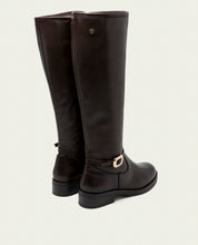 BOTTES HAUTES EN CUIR AVEC FERMETURE ÉCLAIR JARA MOKA
