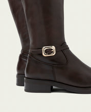BOTTES HAUTES EN CUIR AVEC FERMETURE ÉCLAIR JARA MOKA