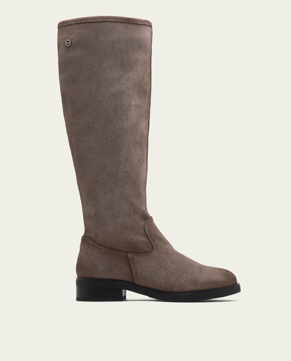 BOTTES HAUTES EN CUIR AVEC FERMETURE ÉCLAIR JADE GREY