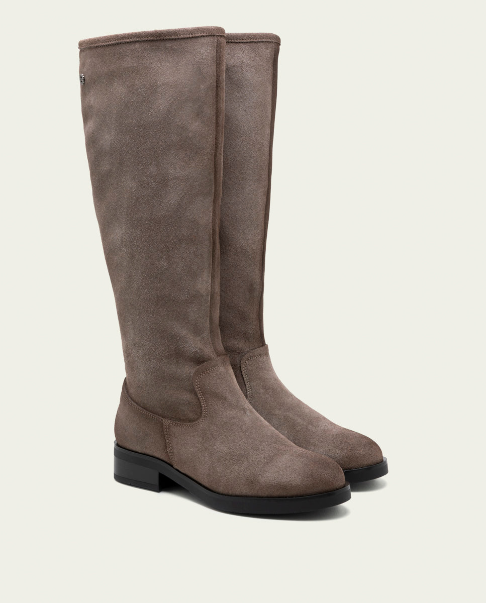 BOTTES HAUTES EN CUIR AVEC FERMETURE ÉCLAIR JADE GREY