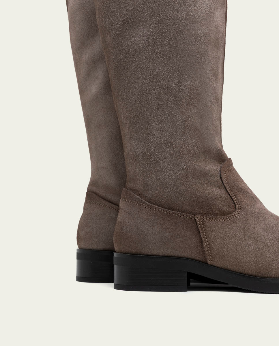 BOTTES HAUTES EN CUIR AVEC FERMETURE ÉCLAIR JADE GREY