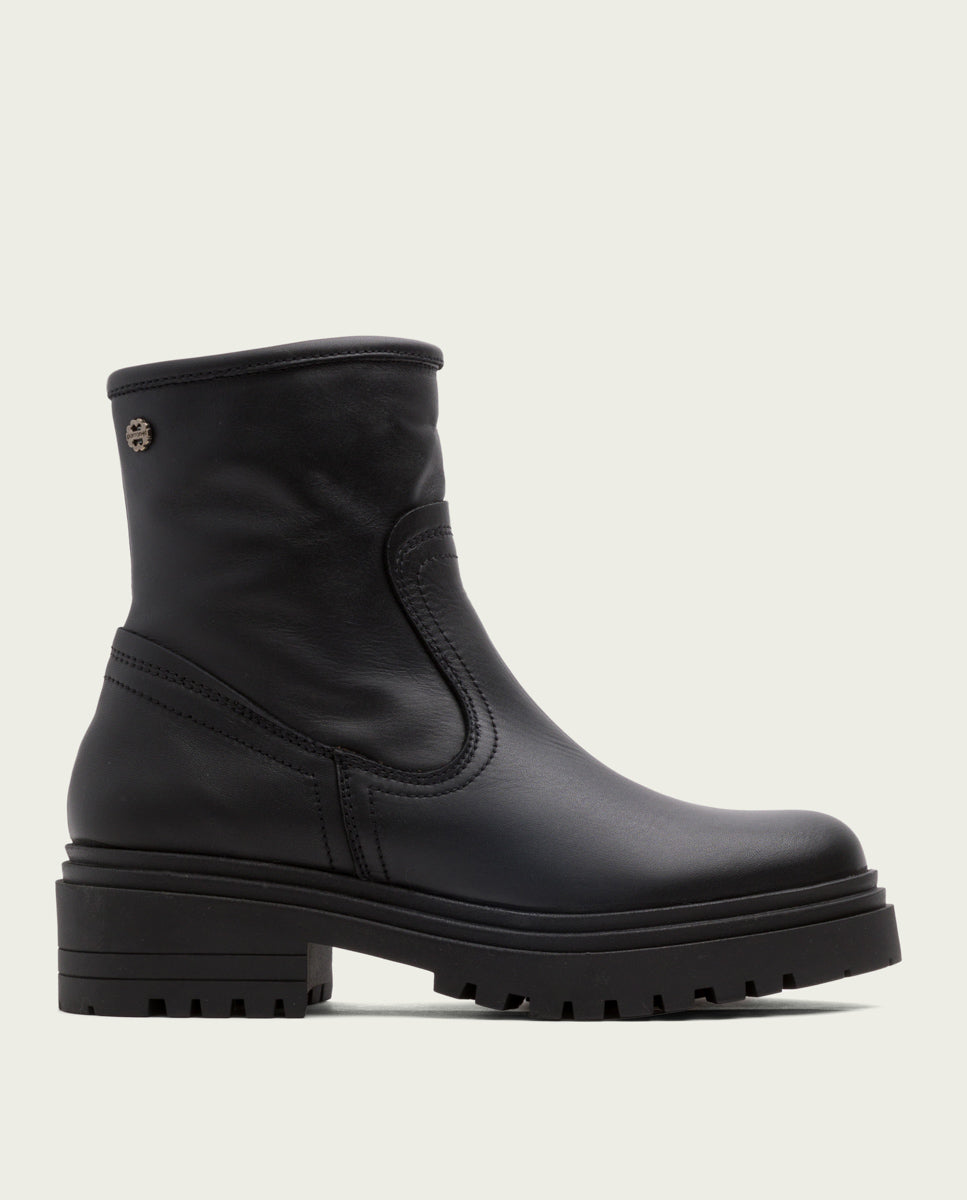 BOTTINES EN CUIR AVEC FERMETURE ÉCLAIR KIARA NOIR