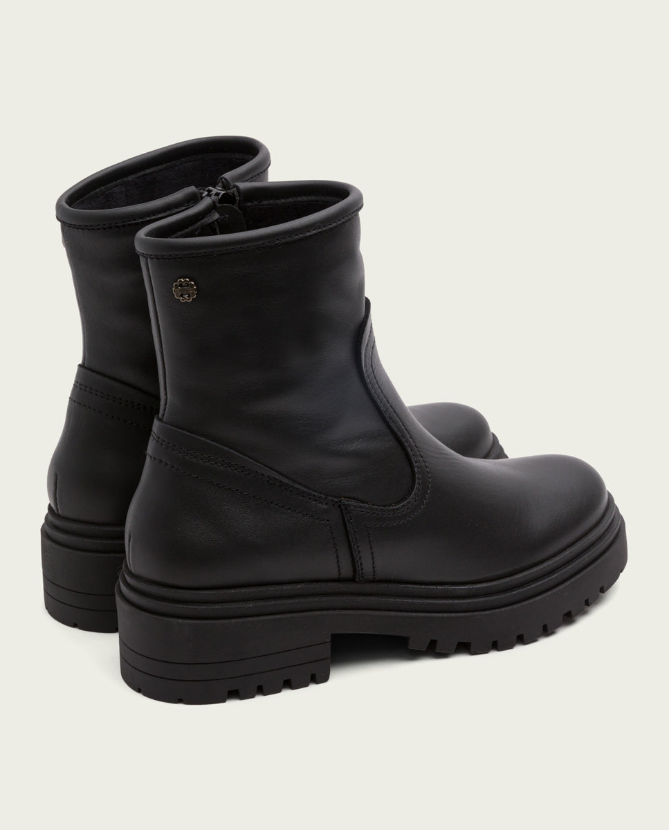 BOTTINES EN CUIR AVEC FERMETURE ÉCLAIR KIARA NOIR