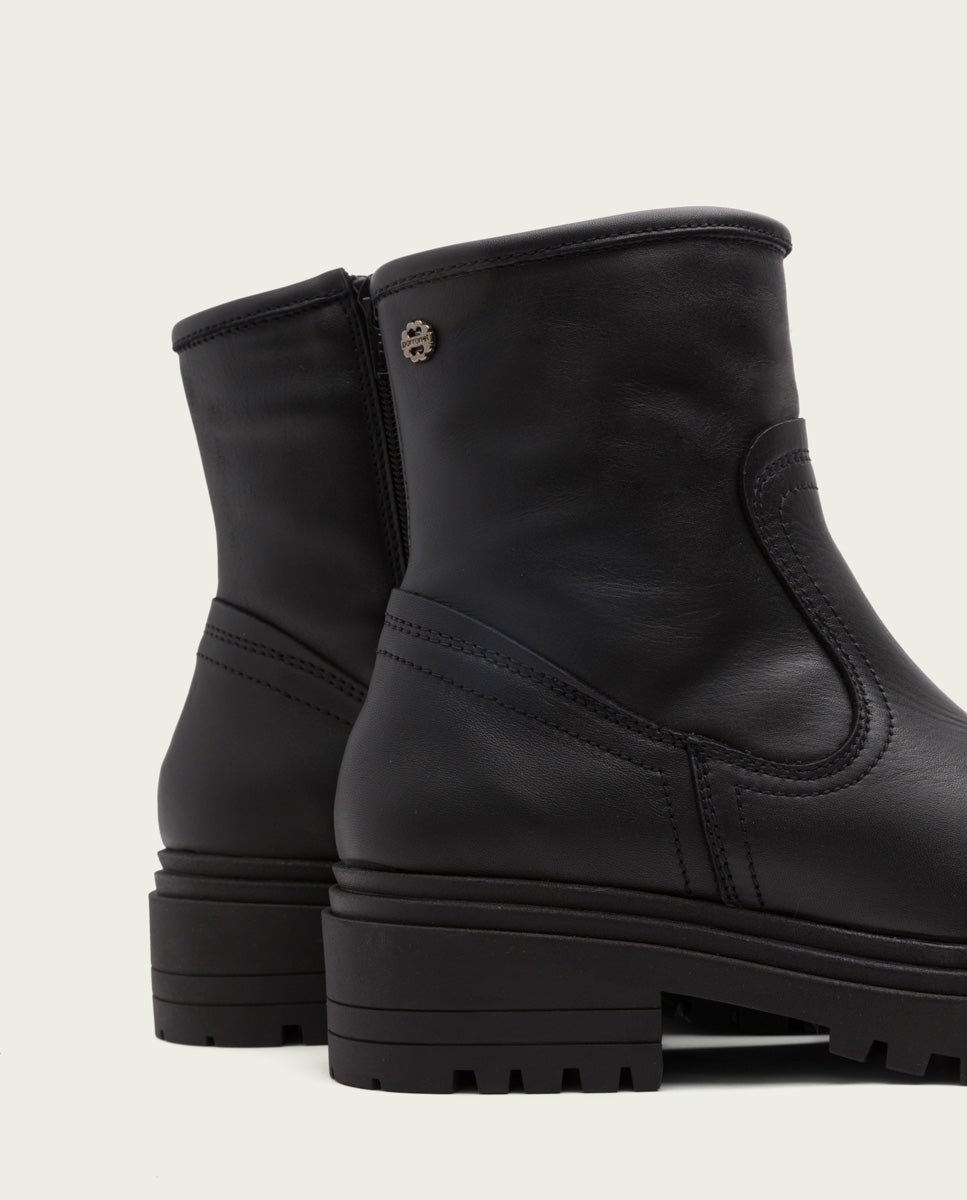 BOTTINES EN CUIR AVEC FERMETURE ÉCLAIR KIARA NOIR