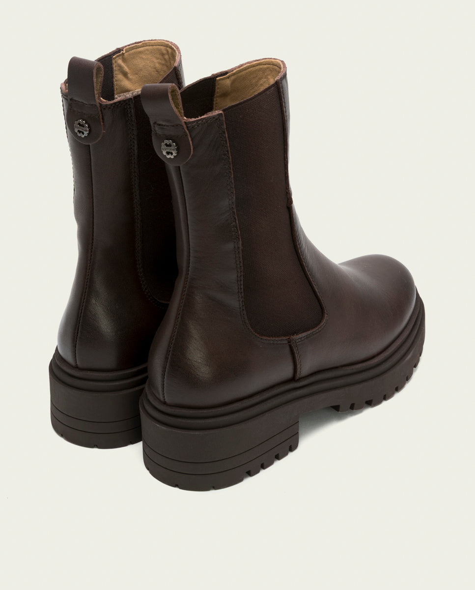 BOTTINES EN CUIR AVEC ÉLASTIQUES KATIA MOKA