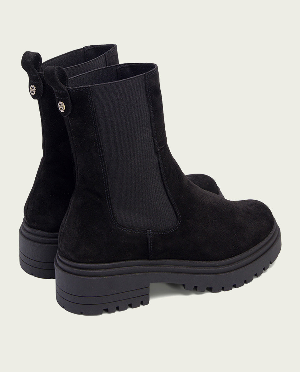 BOTTINES EN DAIM NOIR AVEC ÉLASTIQUES KIRA
