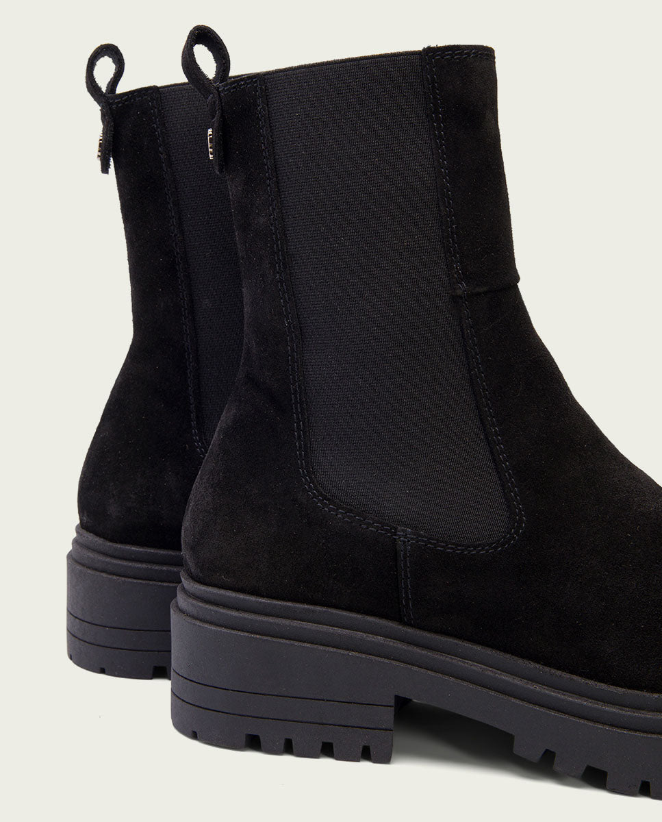 BOTTINES EN DAIM NOIR AVEC ÉLASTIQUES KIRA