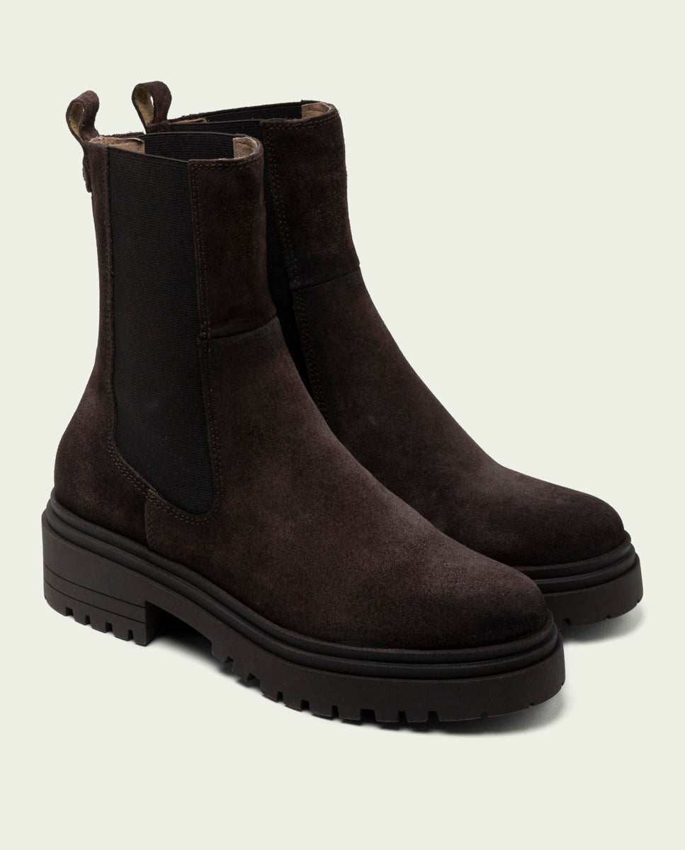 BOTTINES EN DAIM AVEC ÉLASTIQUES KIRA MOKA