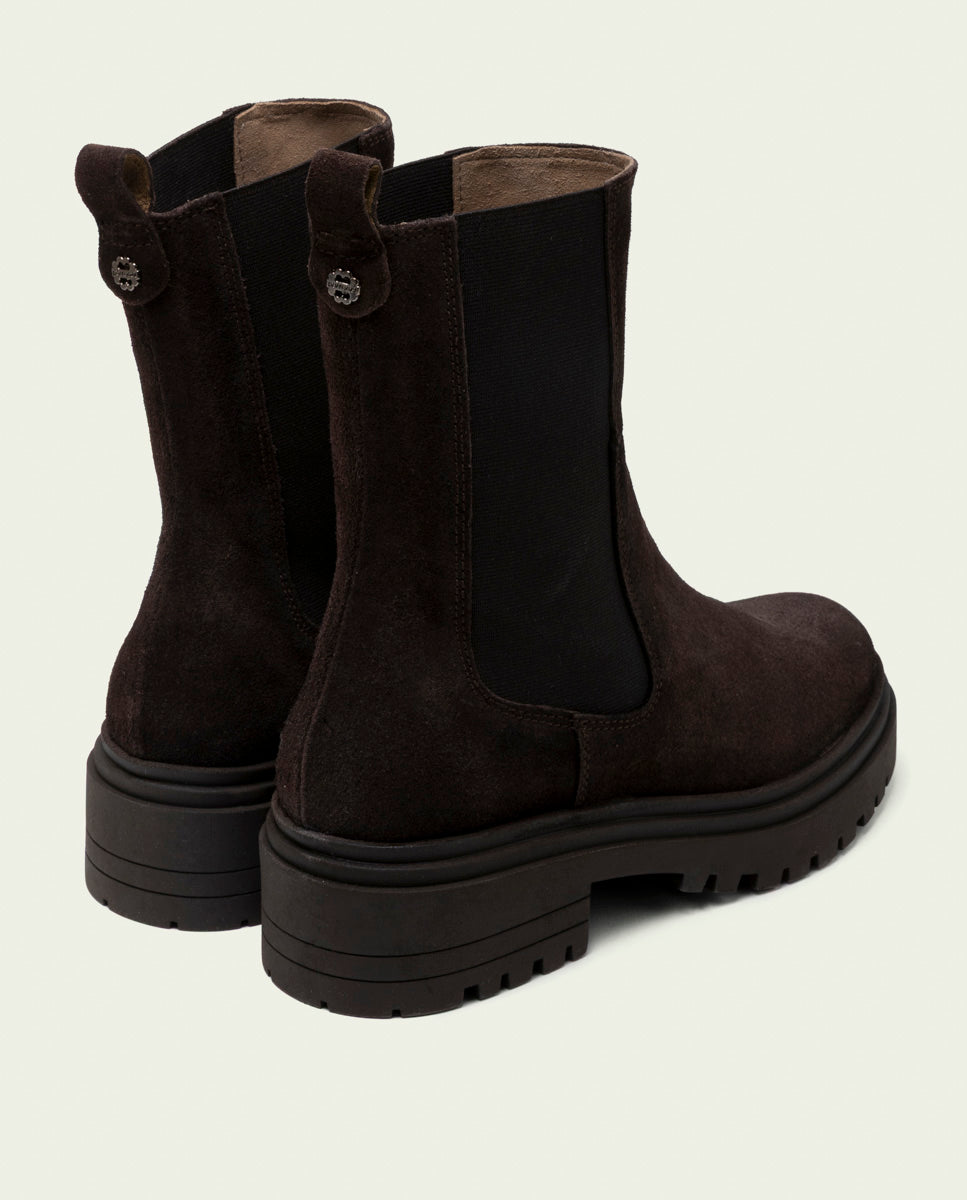 BOTTINES EN DAIM AVEC ÉLASTIQUES KIRA MOKA