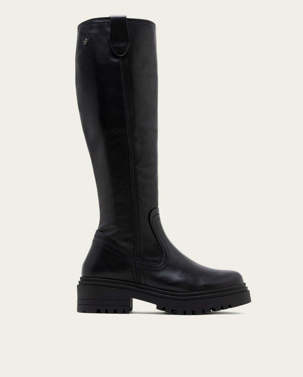 BOTTINES EN CUIR AVEC FERMETURE ÉCLAIR KIM NOIR