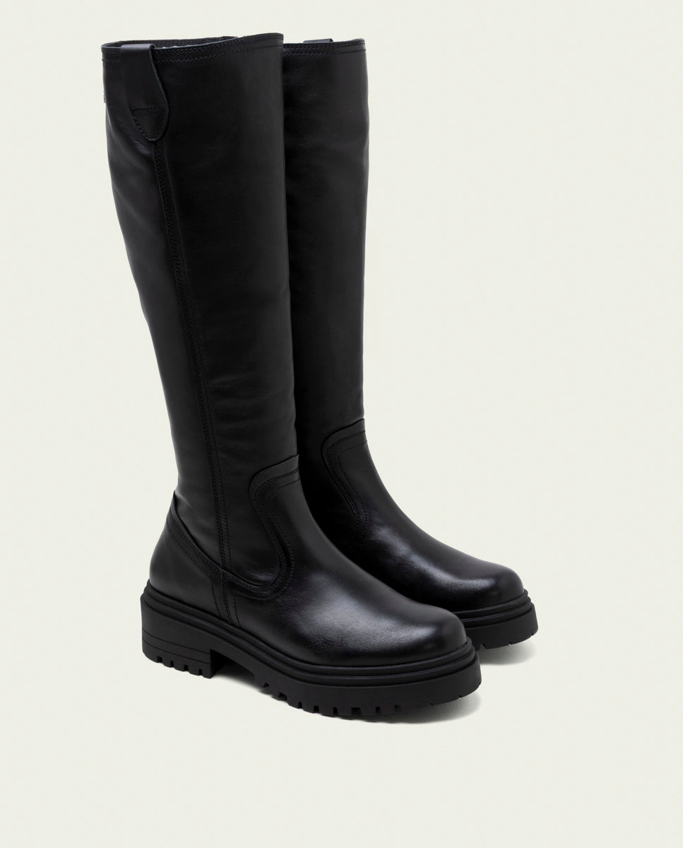 BOTTINES EN CUIR AVEC FERMETURE ÉCLAIR KIM NOIR