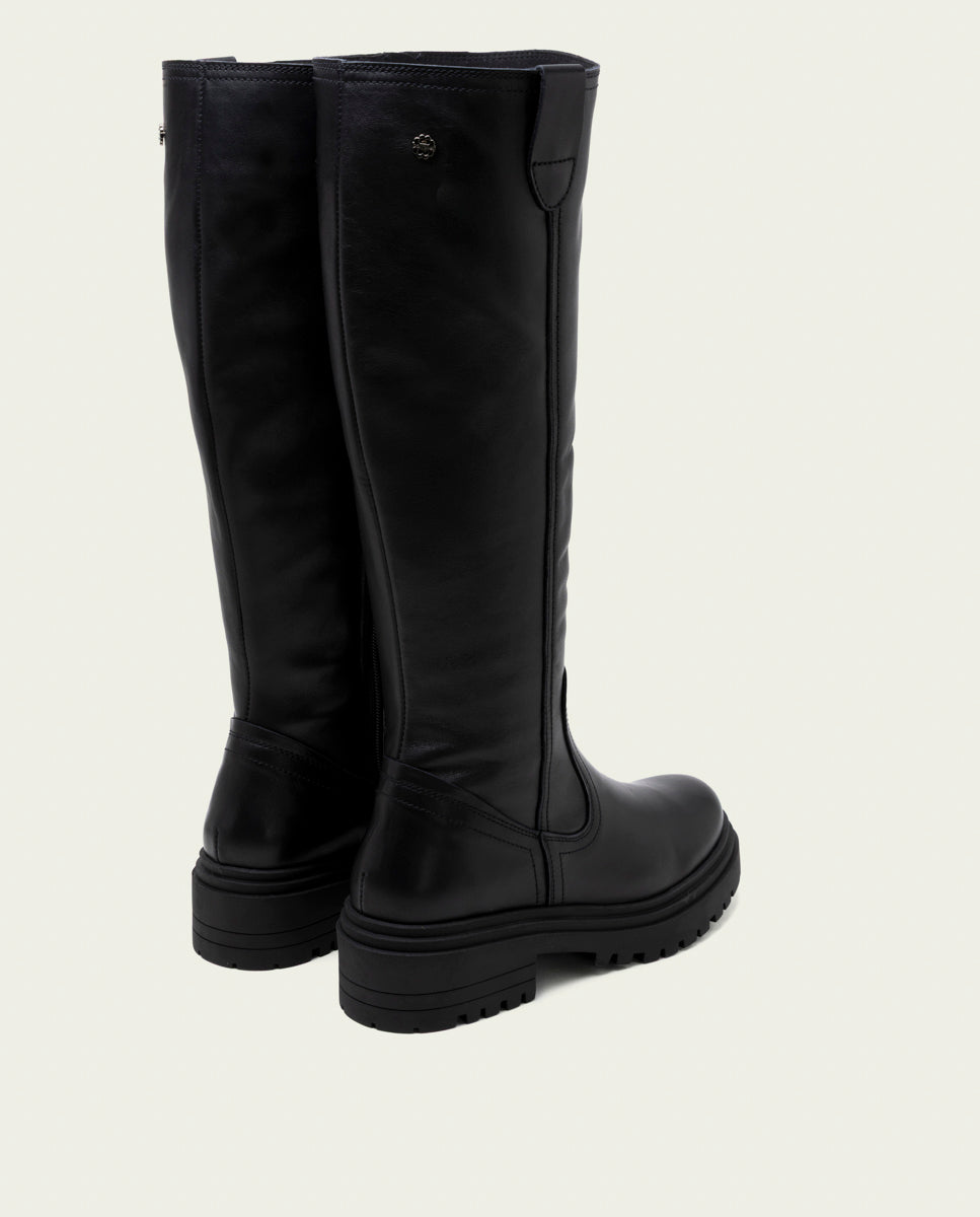 BOTTINES EN CUIR AVEC FERMETURE ÉCLAIR KIM NOIR