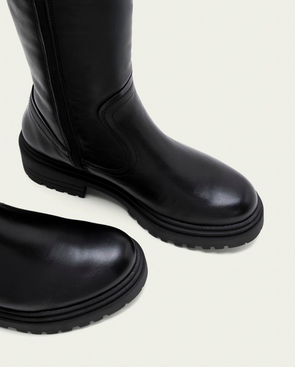 BOTTINES EN CUIR AVEC FERMETURE ÉCLAIR KIM NOIR