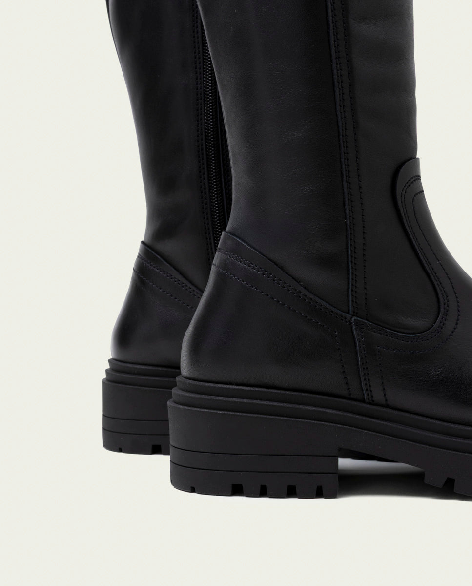 BOTTINES EN CUIR AVEC FERMETURE ÉCLAIR KIM NOIR