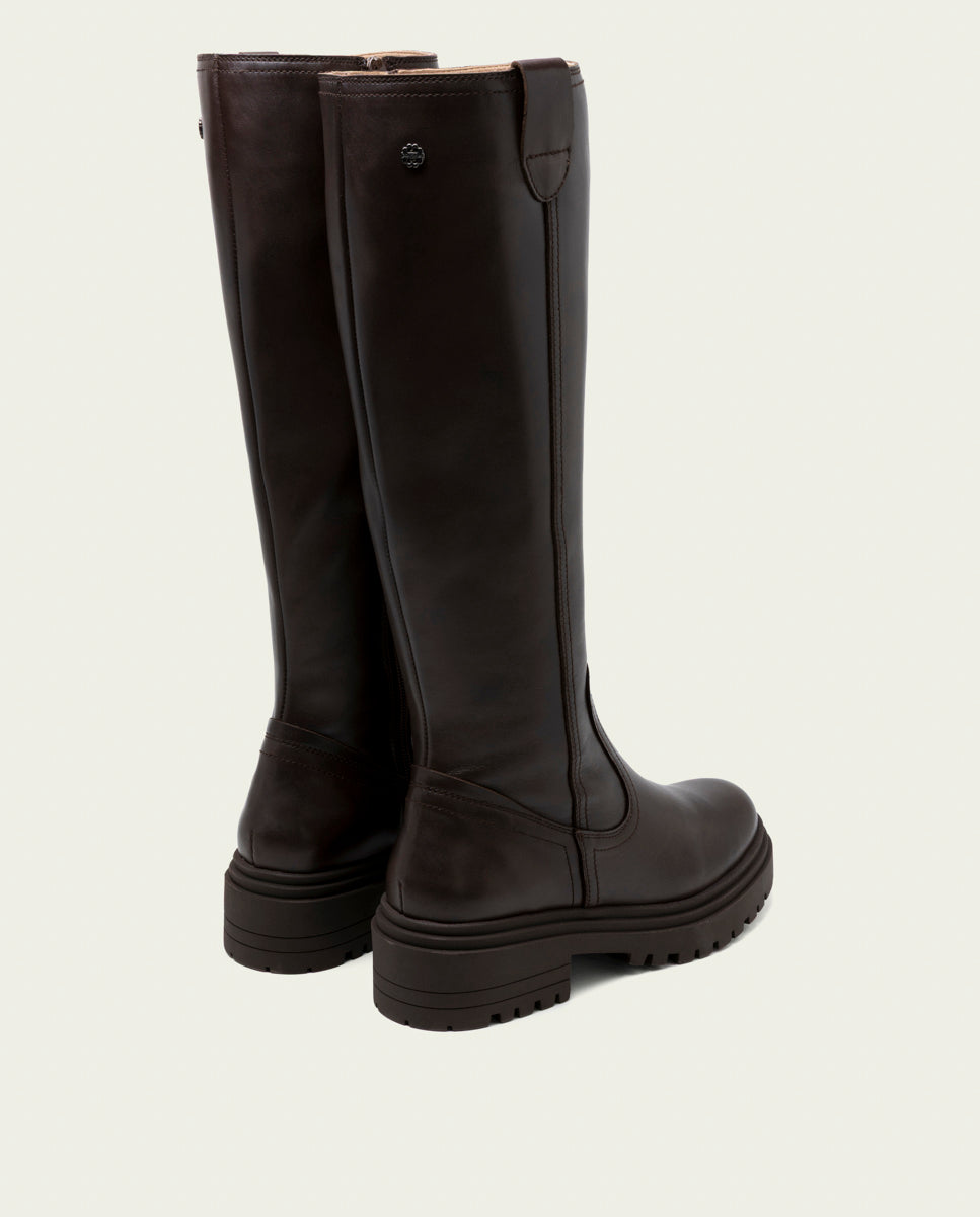 BOTTINES EN CUIR AVEC FERMETURE ÉCLAIR KIM MOKA