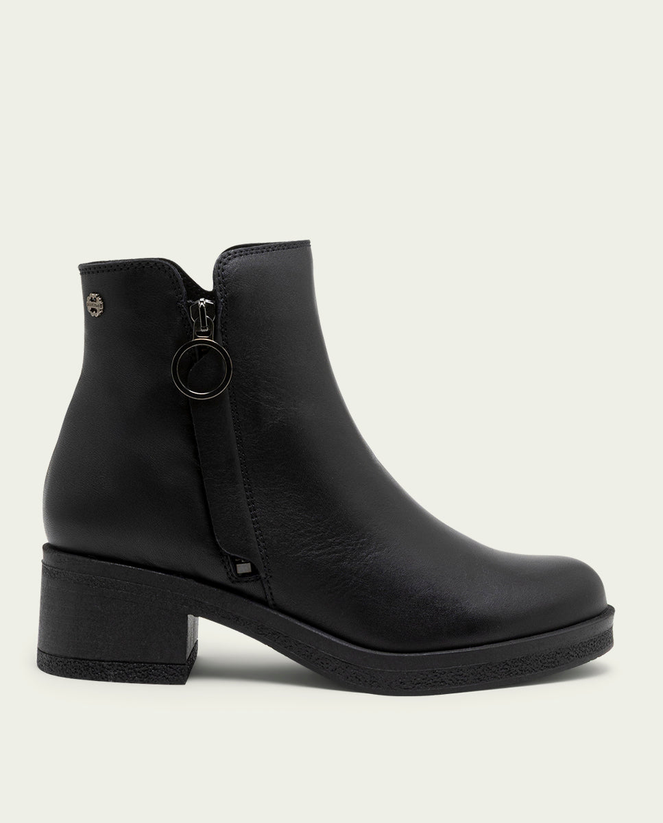 BOTTINES EN CUIR AVEC FERMETURE ÉCLAIR LUCIA NOIR