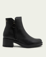 BOTTINES EN CUIR AVEC FERMETURE ÉCLAIR LUCIA NOIR
