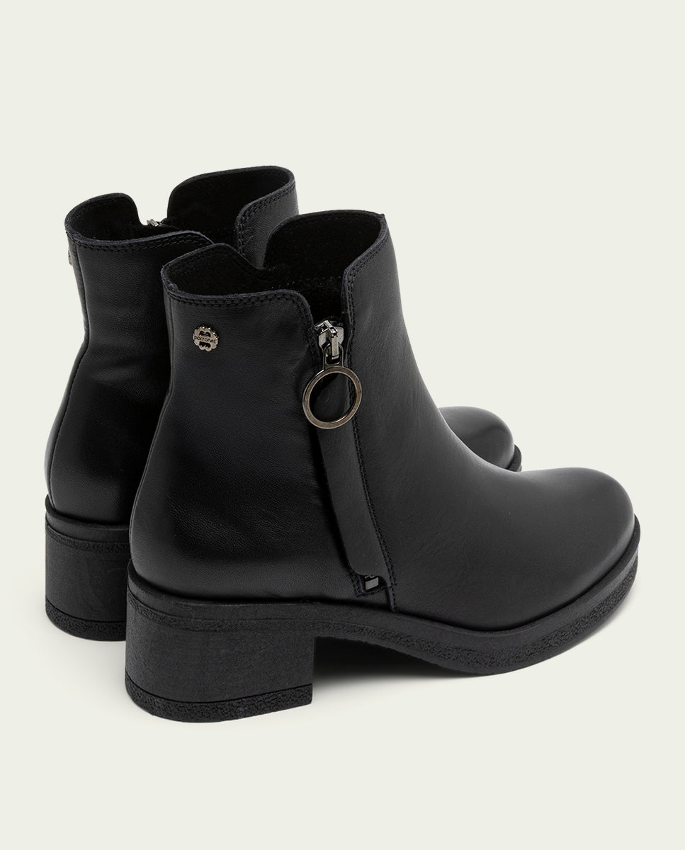 BOTTINES EN CUIR AVEC FERMETURE ÉCLAIR LUCIA NOIR