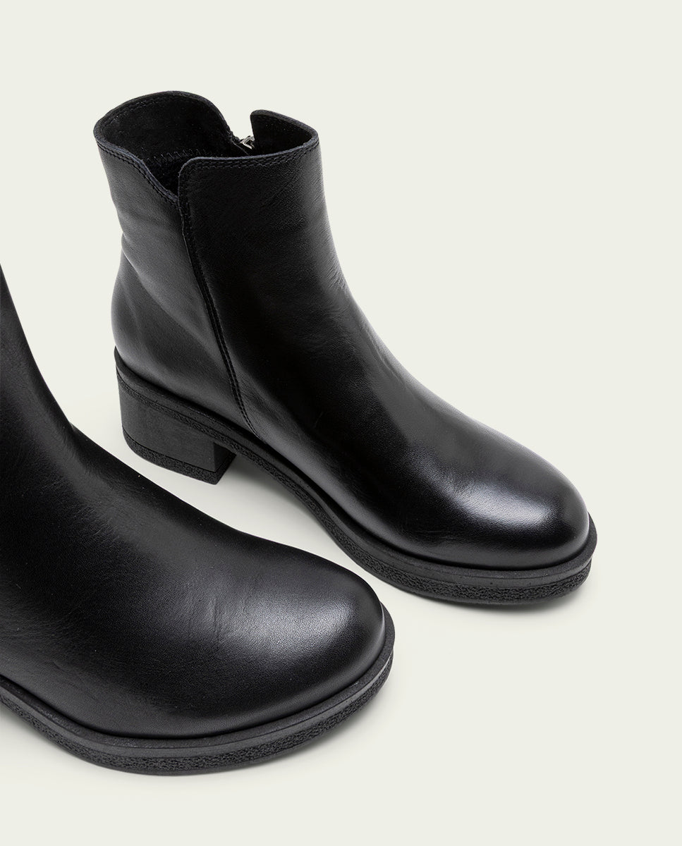 BOTTINES EN CUIR AVEC FERMETURE ÉCLAIR LUCIA NOIR