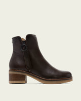 BOTTINES EN CUIR AVEC ÉCLAIR LUCÍA MOKA