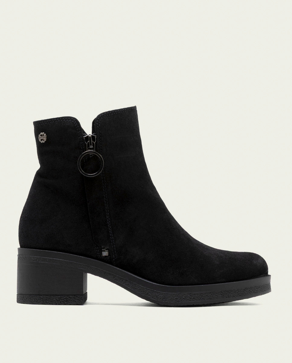BOTTINES EN CUIR AVEC FERMETURE ÉCLAIR LUNA NOIR