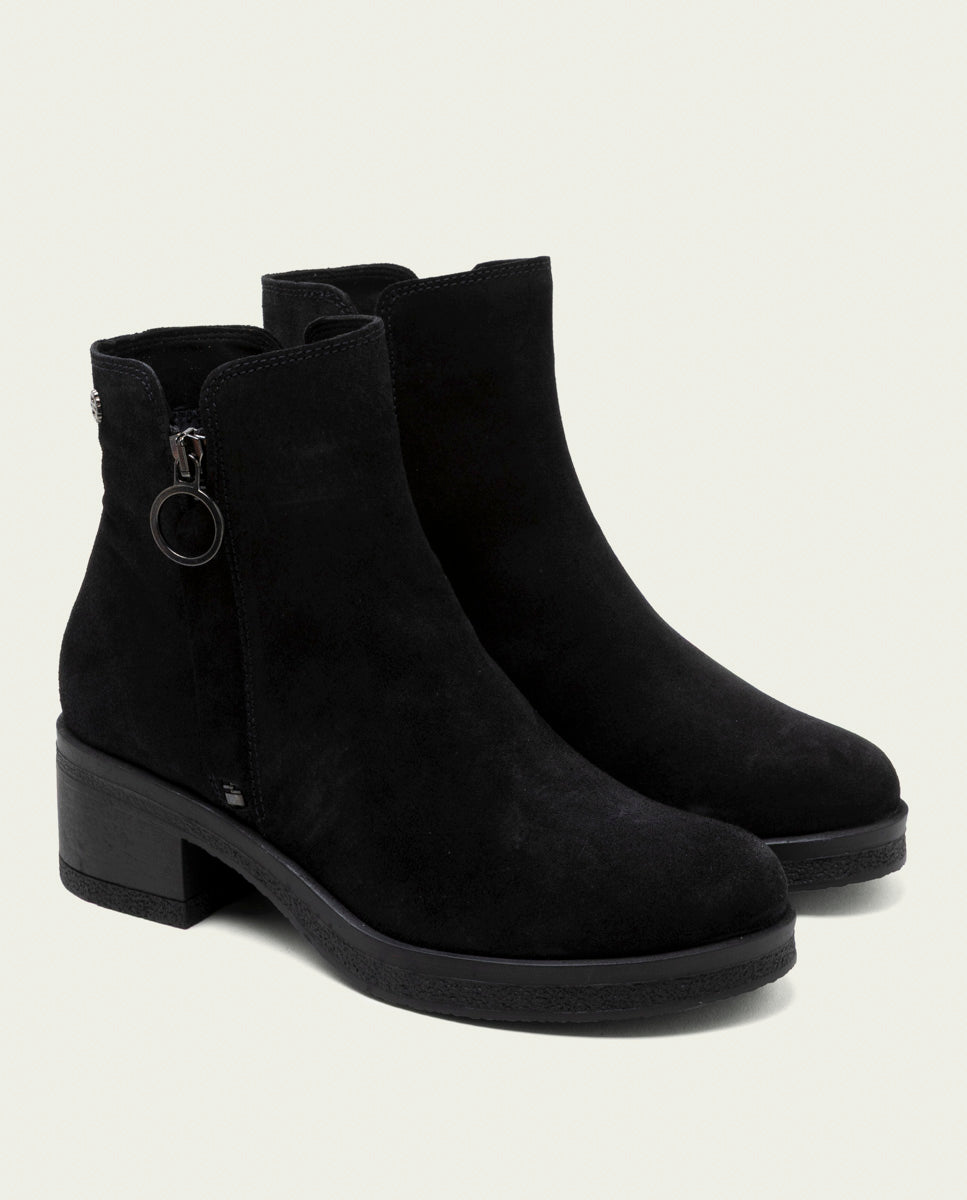 BOTTINES EN CUIR AVEC FERMETURE ÉCLAIR LUNA NOIR