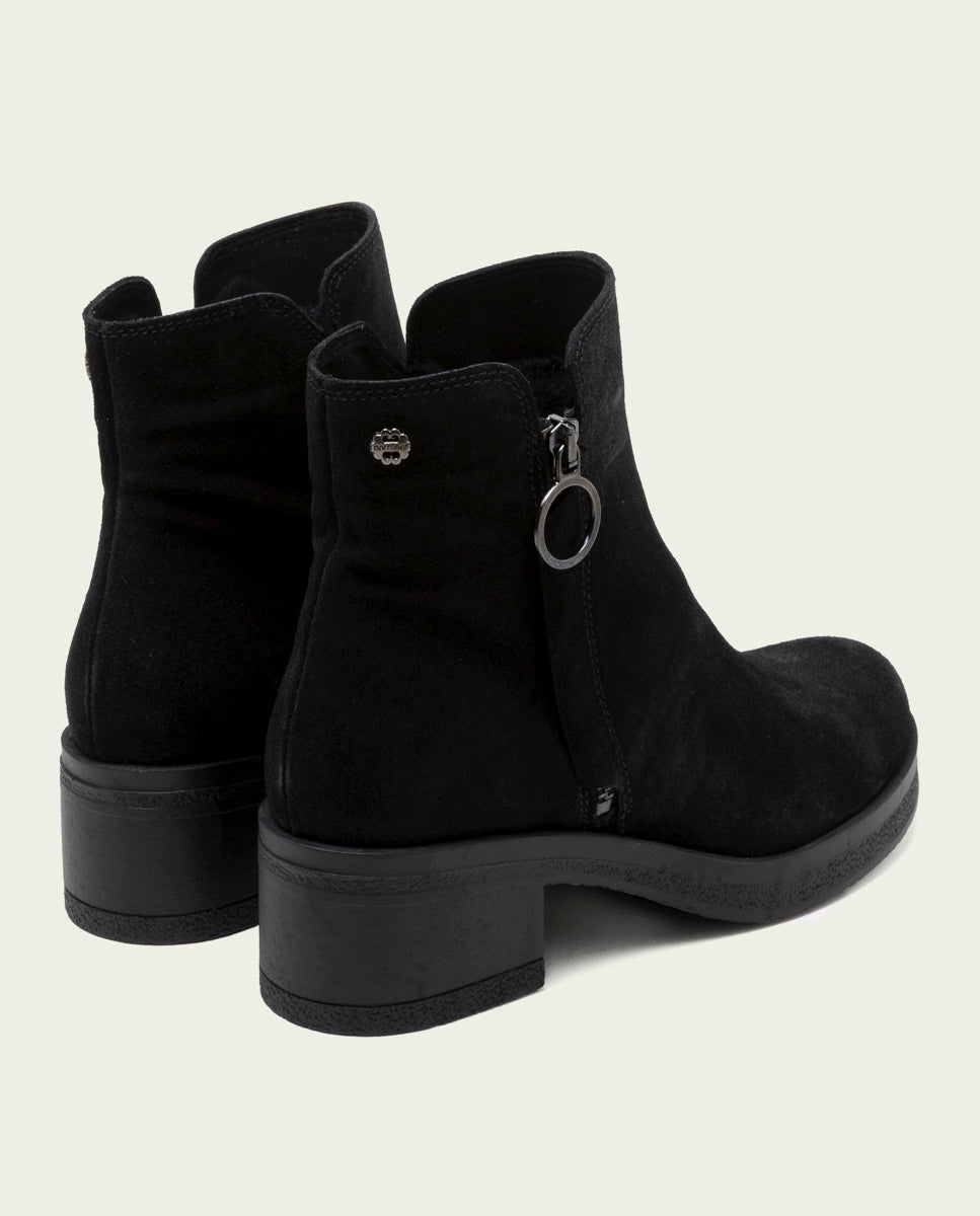 BOTTINES EN CUIR AVEC FERMETURE ÉCLAIR LUNA NOIR