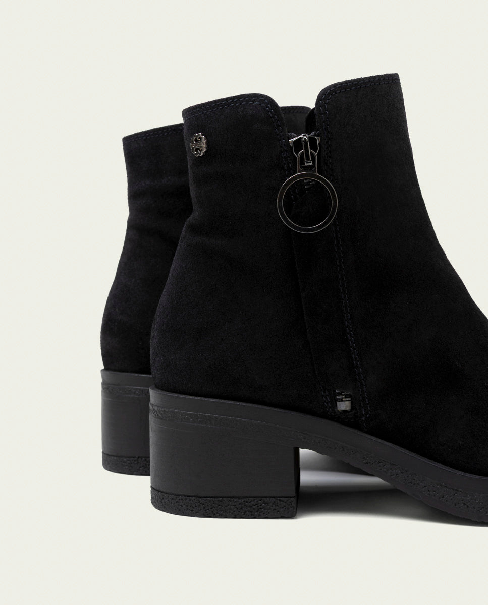 BOTTINES EN CUIR AVEC FERMETURE ÉCLAIR LUNA NOIR