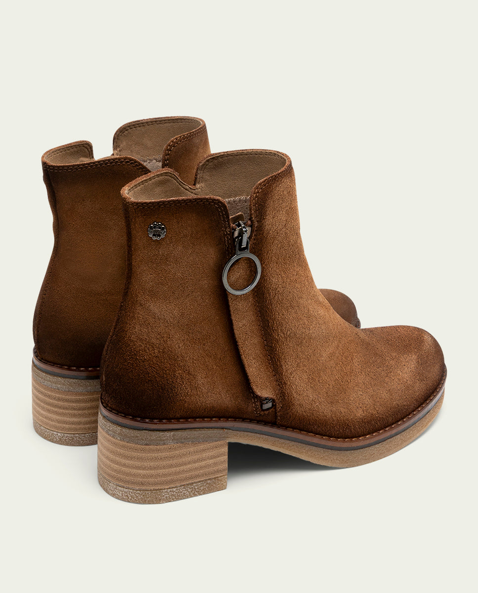 BOTTINES EN DAIM AVEC ÉCLAIR LUNA CUIR