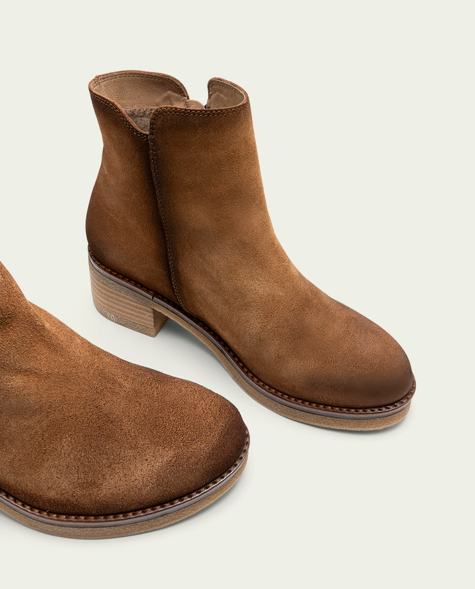 BOTTINES EN DAIM AVEC ÉCLAIR LUNA CUIR