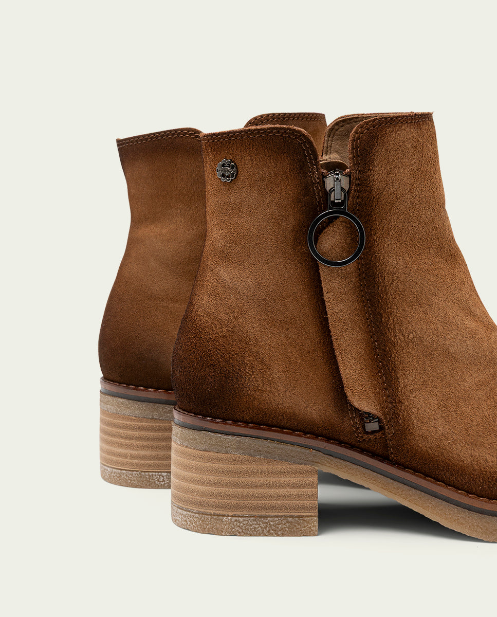 BOTTINES EN DAIM AVEC ÉCLAIR LUNA CUIR