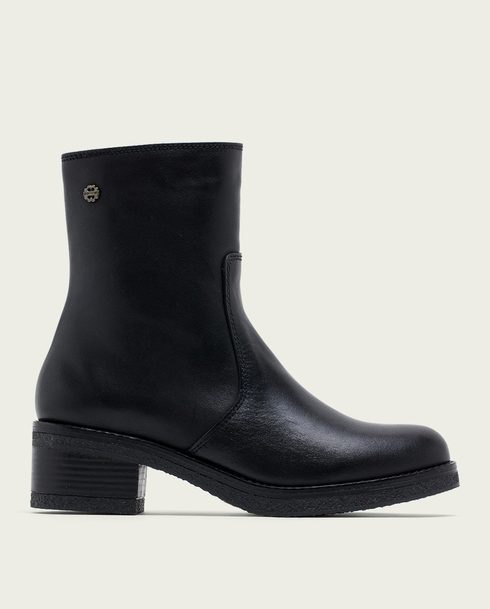 BOTTINES EN CUIR AVEC FERMETURE ÉCLAIR LOLA NOIR