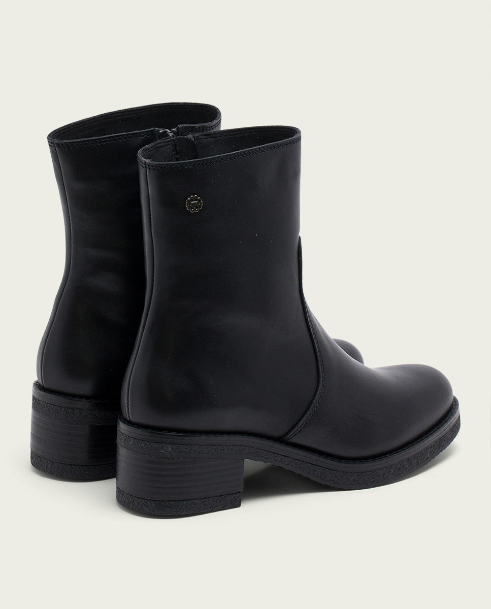 BOTTINES EN CUIR AVEC FERMETURE ÉCLAIR LOLA NOIR