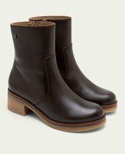 BOTTINES EN CUIR AVEC FERMETURE ÉCLAIR LOLA MOKA