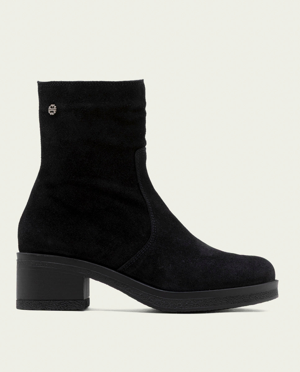BOTTINES EN CUIR AVEC FERMETURE ÉCLAIR LIDIA NOIR