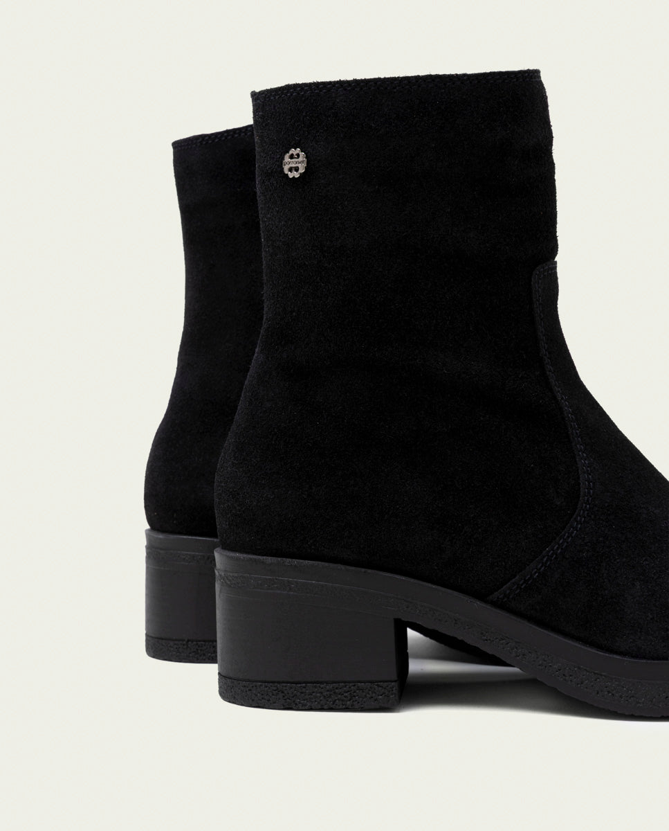 BOTTINES EN CUIR AVEC FERMETURE ÉCLAIR LIDIA NOIR