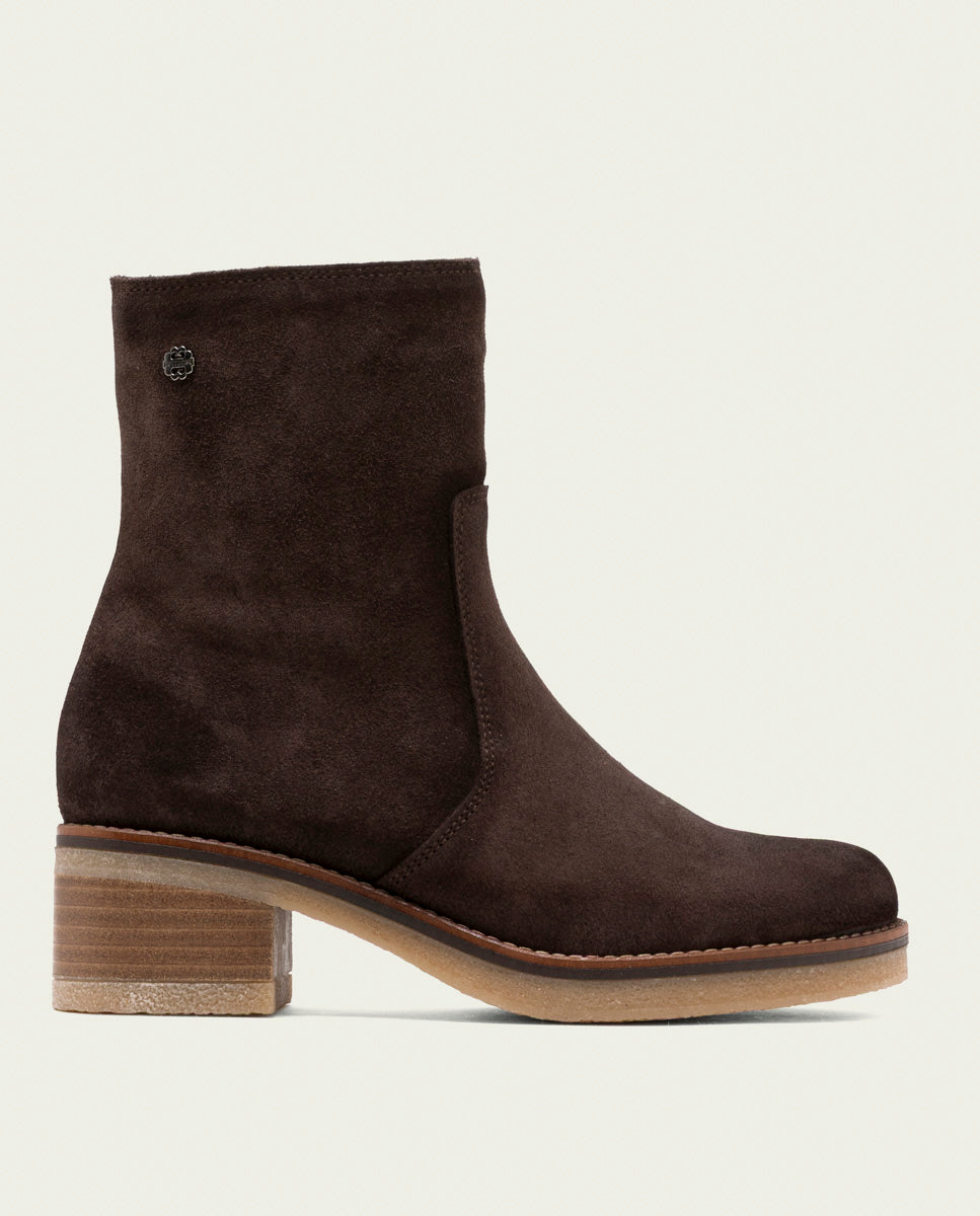 BOTTINES EN CUIR AVEC FERMETURE ÉCLAIR LIDIA MOKA