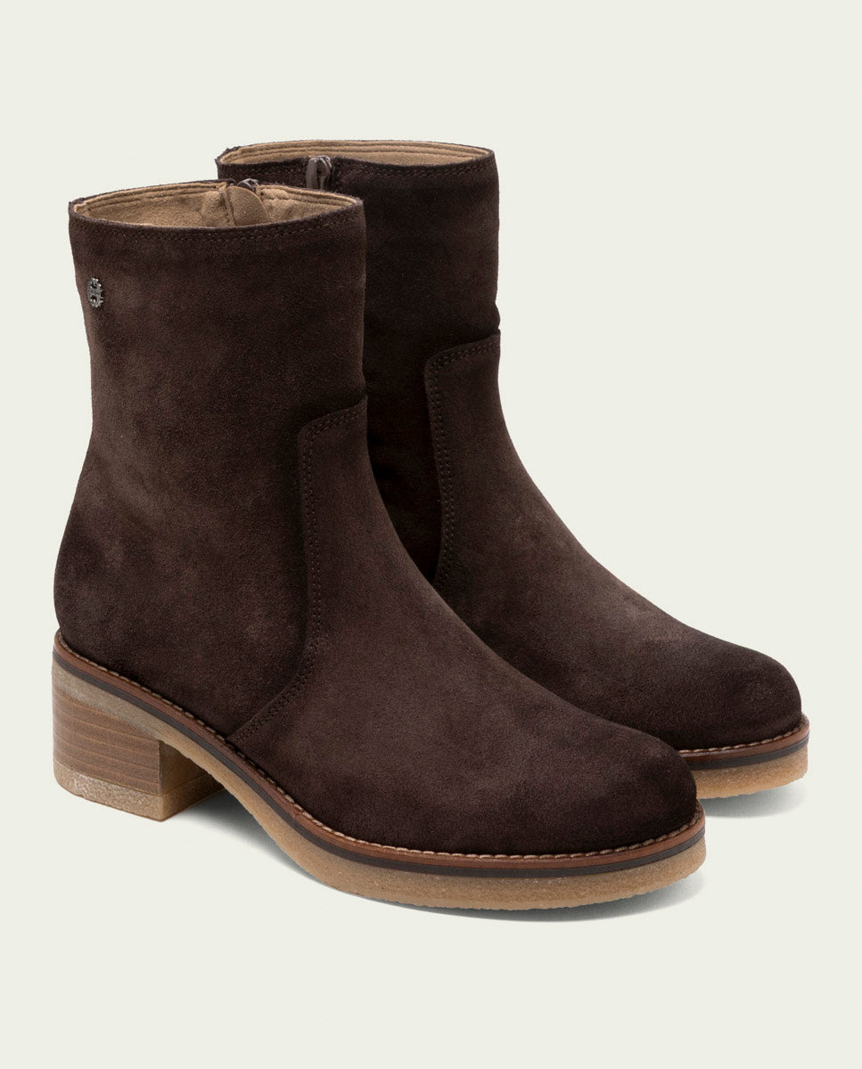 BOTTINES EN CUIR AVEC FERMETURE ÉCLAIR LIDIA MOKA