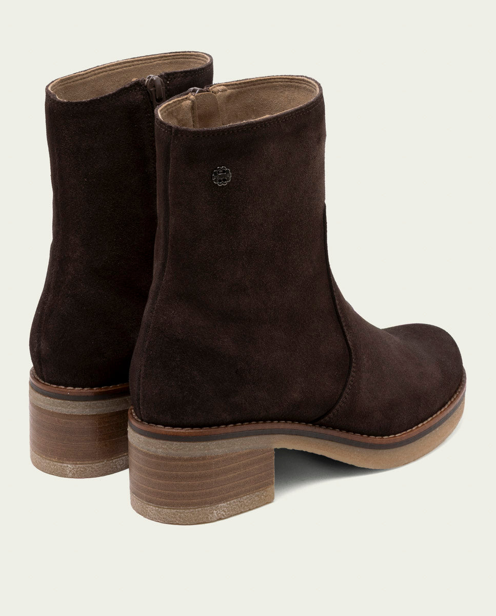 BOTTINES EN CUIR AVEC FERMETURE ÉCLAIR LIDIA MOKA