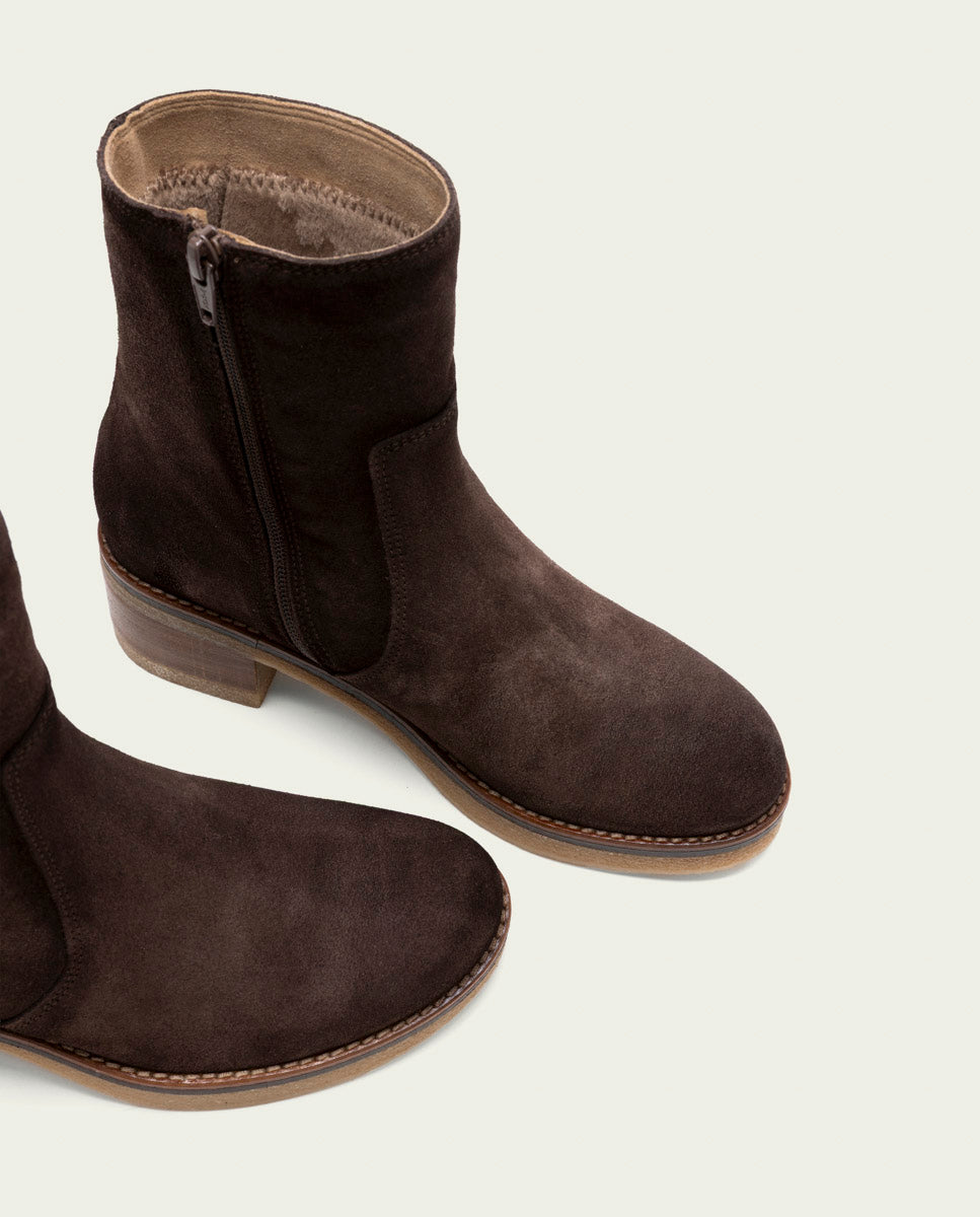 BOTTINES EN CUIR AVEC FERMETURE ÉCLAIR LIDIA MOKA