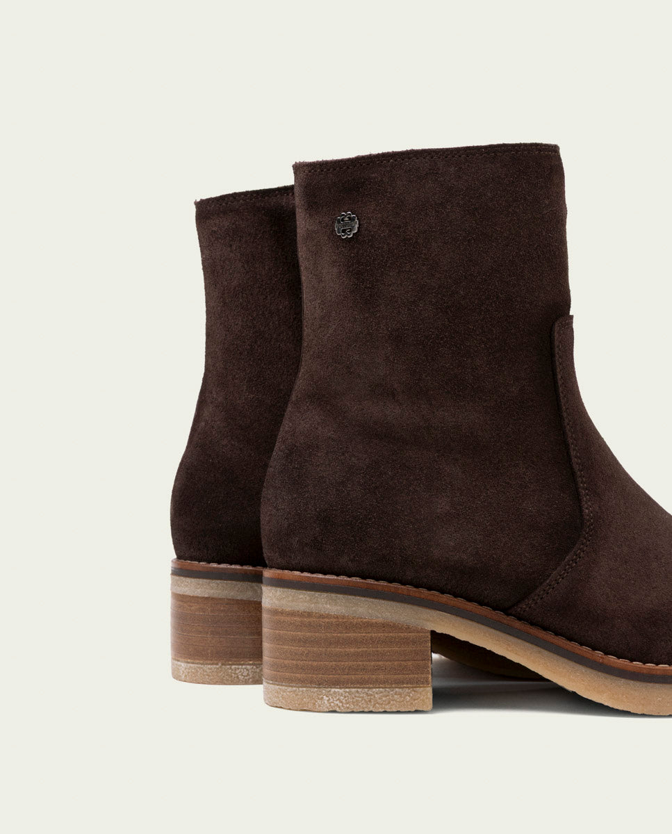 BOTTINES EN CUIR AVEC FERMETURE ÉCLAIR LIDIA MOKA