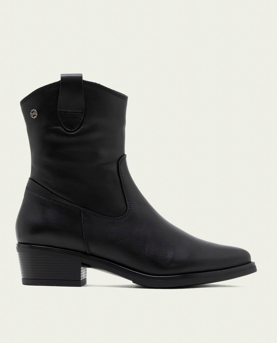 BOTTINES EN CUIR AVEC FERMETURE ÉCLAIR MARTA NOIR