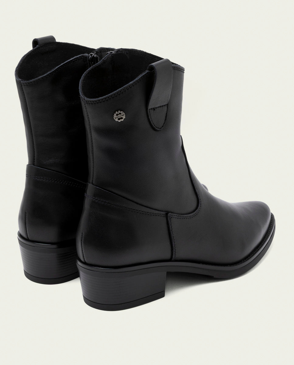 BOTTINES EN CUIR AVEC FERMETURE ÉCLAIR MARTA NOIR