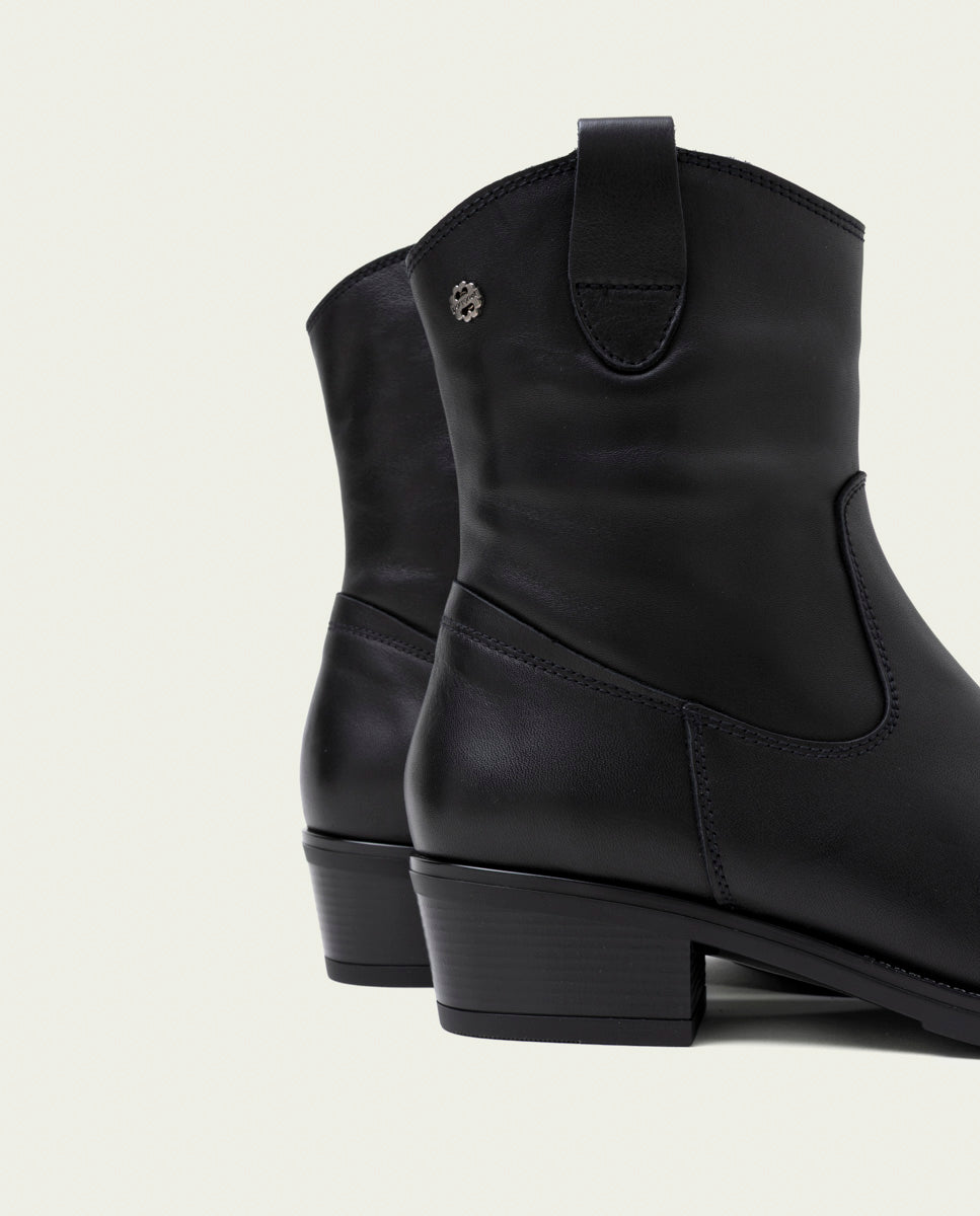 BOTTINES EN CUIR AVEC FERMETURE ÉCLAIR MARTA NOIR